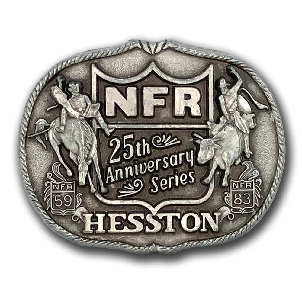 Vintage Belt Buckle 1983 NFR National Finals Rodeo Hesston 25th Anniversary USA‎